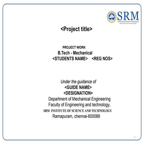Comprehensive Mechanical Engineering Project Work Presentation | PPT