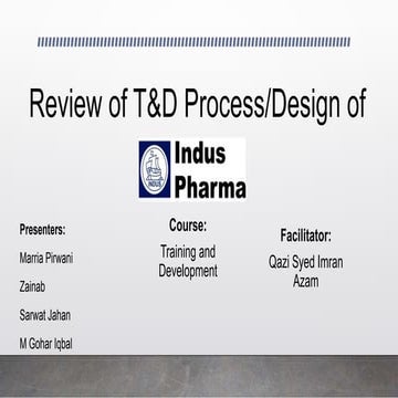 Training design processof  Indus Pharma