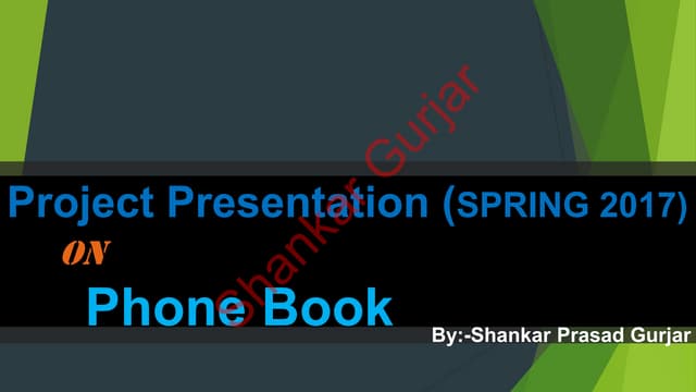 Project presentation on Phone Book