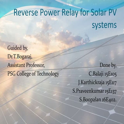 REVERSE POWER RELAY for solar PV systems