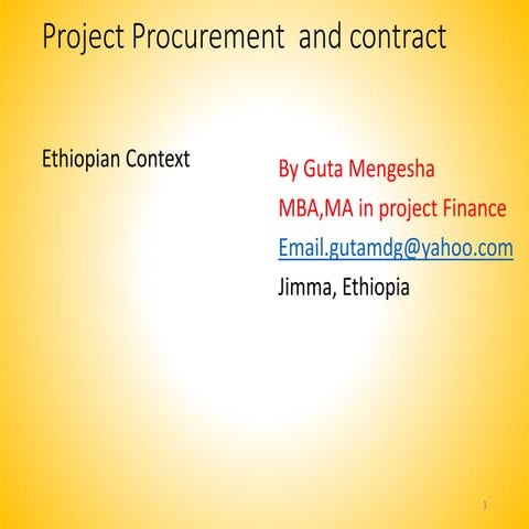 Project procuremenet contract in ethiopia