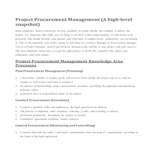 Project procurement  Management - PMP/CAPM