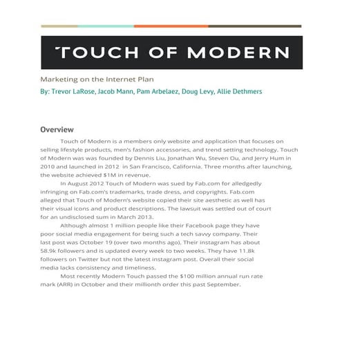Touch of Modern Marketing Proposal | PDF
