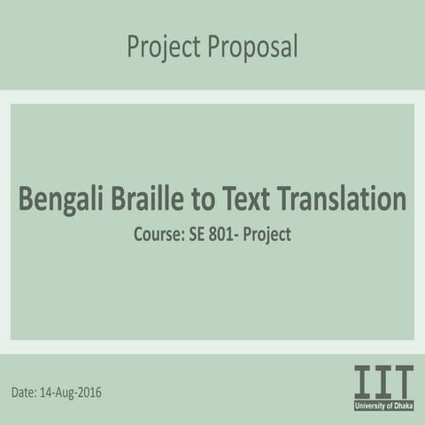 Software Project Proposal: Bengali Braille to Text Translation