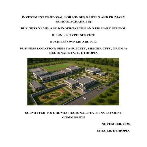 Project Proposal (Business Plan) ABC Kindergaten and Elementary School (Grade...