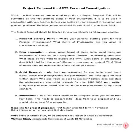 Project Proposal for ART3 Personal Investigation
