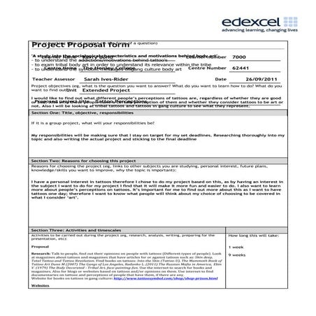 Project proposal form