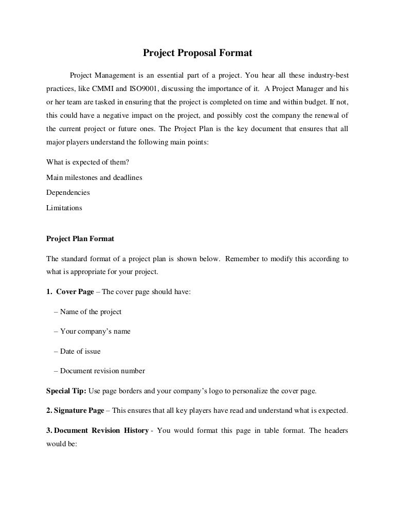 Project proposal format