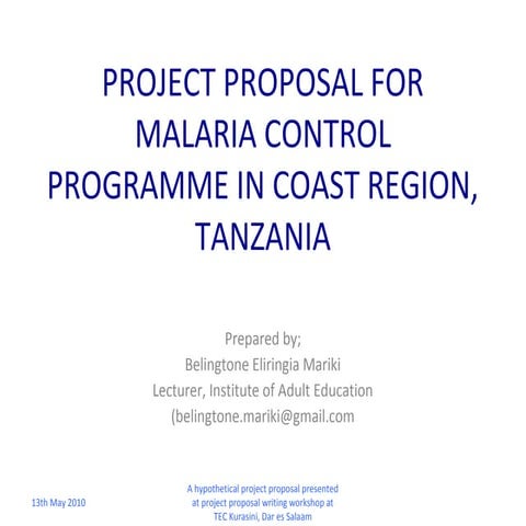 Sample of a Community Development project proposal writing