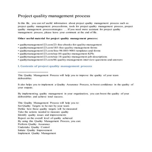 Project quality management process