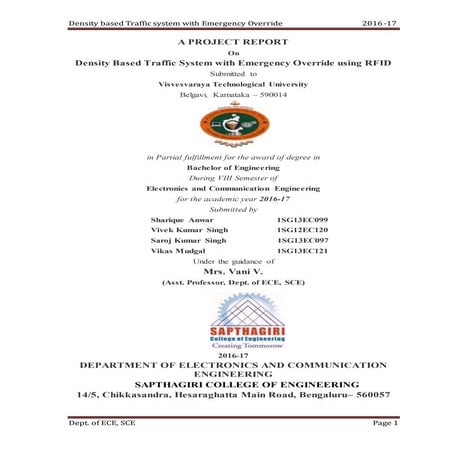 Density Based Traffic System with Emergency override using Bluetooth