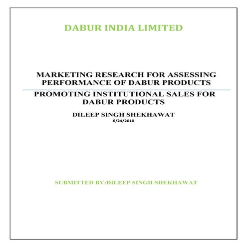 Project report dabur india limited-1 st