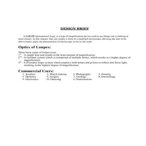Project Report  Dental Loupe