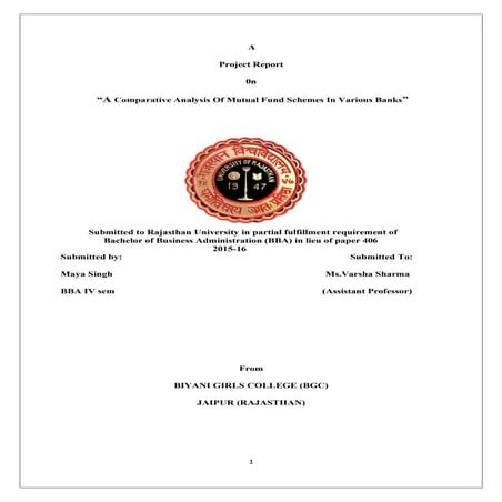 A comparative analysis of mutual fund schemes in various banks