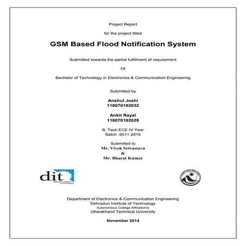 Mid Term Project Report- GSM Based Flood Notification System