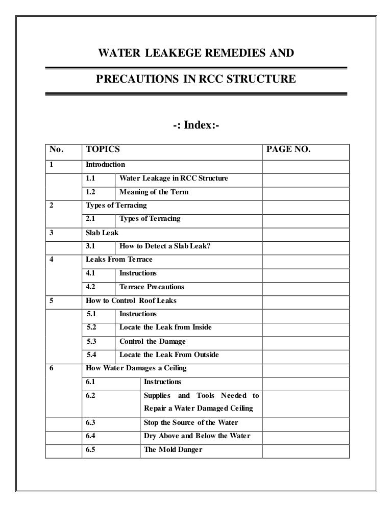 water leakege remedies and precautions in rcc structure water leakage incident report