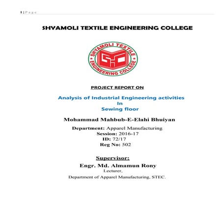 Project Report on Textile Industrial Engineering