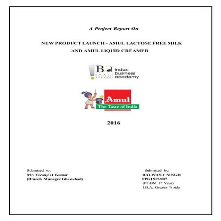 Project report amul (gcmmf)