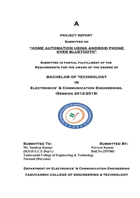 Project on home automation using mobile Project on home automation using mobile