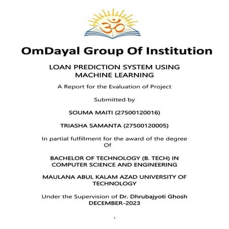 Loan Prediction System Using Machine Learning Algorithms Project Report ...