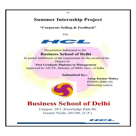 Project Report (Marketing) At Hcl