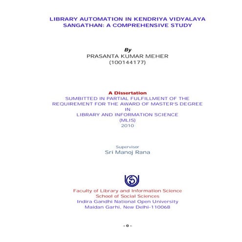 LIBRARY AUTOMATION IN KENDRIYA VIDYALAYA
