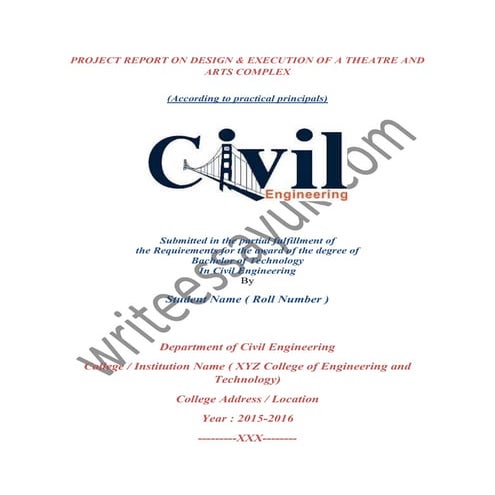 Project report on design &amp; execution of a theatre and arts complex