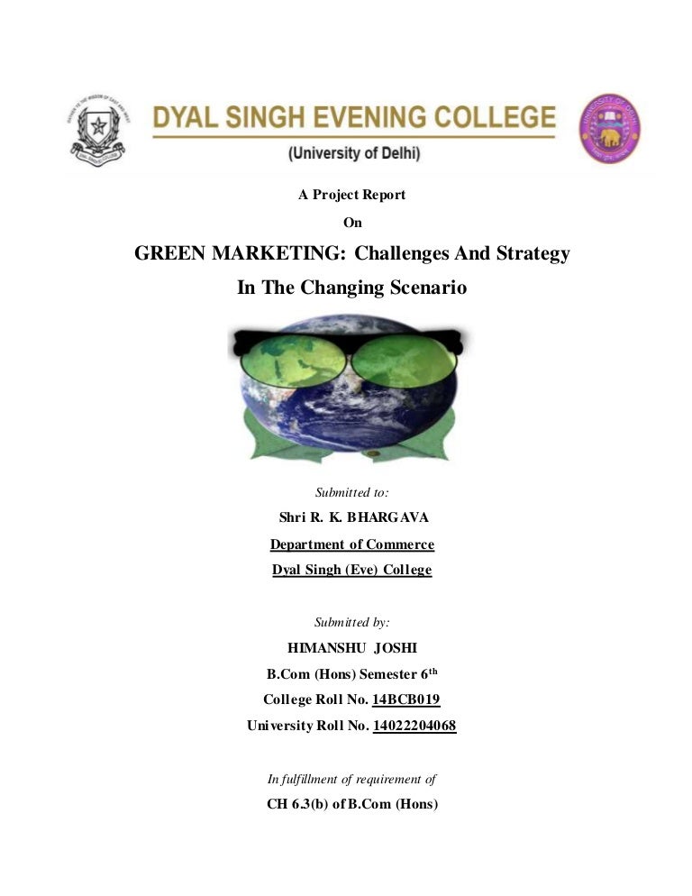 Dissertation report green marketing