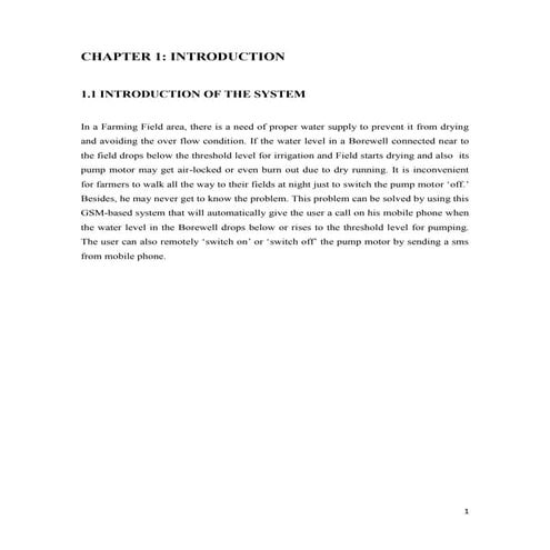 Project report on gsm based borewell water level monitor