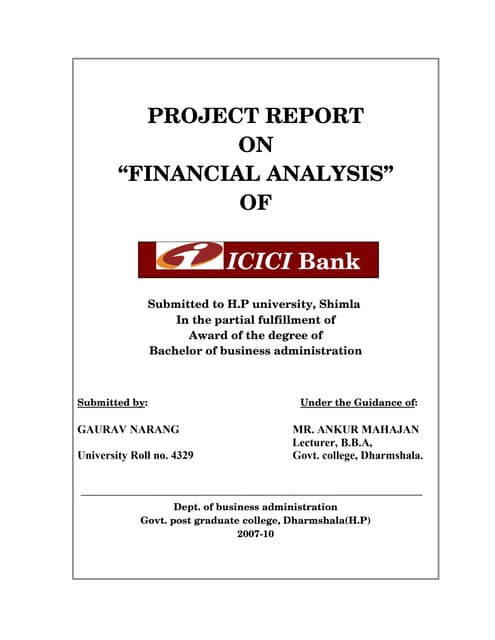 Project report on icici bank