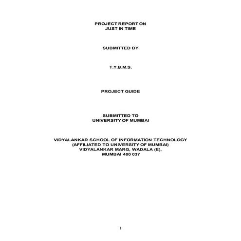Project report on just in time