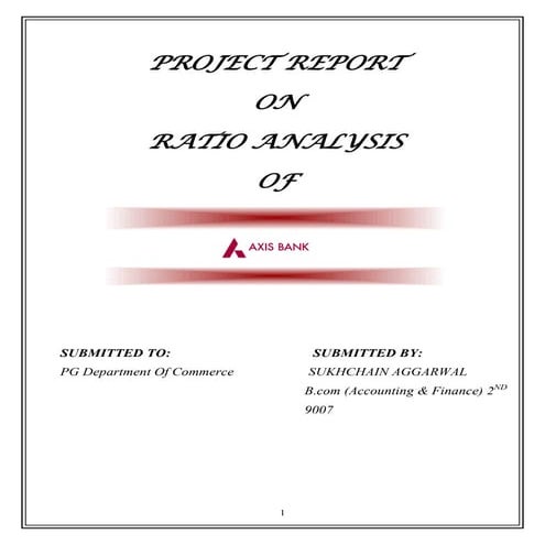 Project report on ratio analysis of axis bank