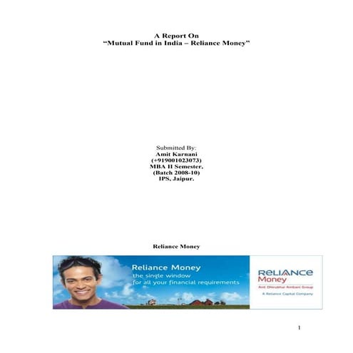 Project Report On Reliance Money