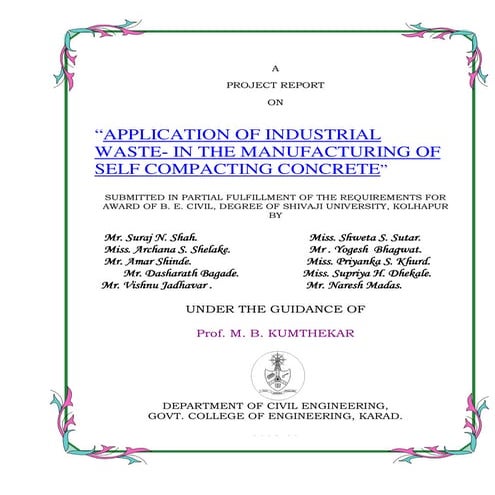 Project report on self compacting concrete