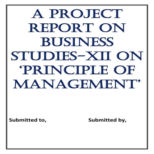 BUSINESS STUDIES PROJECT ON PRINCIPLES OF MANAGEMENT