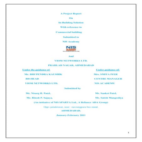 Project report  on tata telicomunication