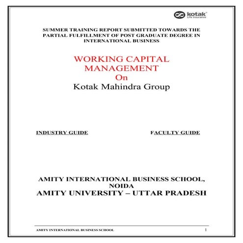 Project report on working capital management
