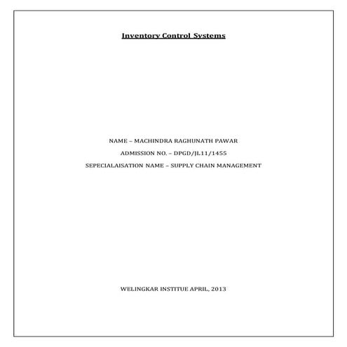 Project reports_Mahindra n Mahindra Supply chain managemnt