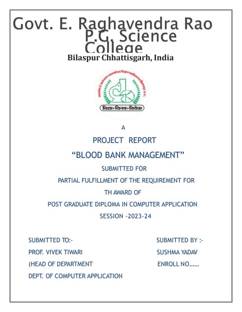 blood bank management system project report