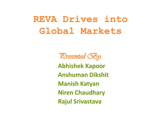 Project Reva - FDI Entry