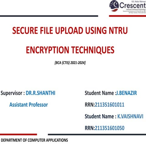 Final Year Project Synopsis: Post Quantum Encryption using Neural ...