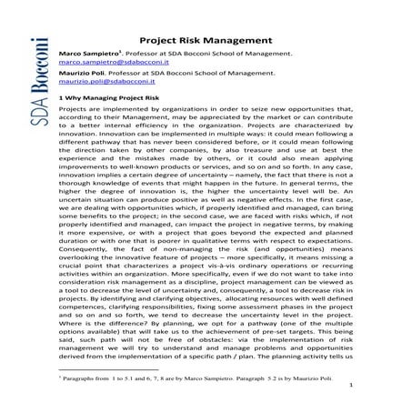 Project risk management