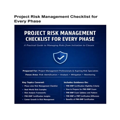 Comprehensive Project Risk Management Checklist and PMI-RMP ...