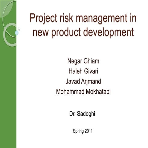 Project Risk Management In New Product Development Pptx