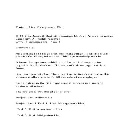 Project Risk Management Plan © 2015 by Jones & Bartl.docx