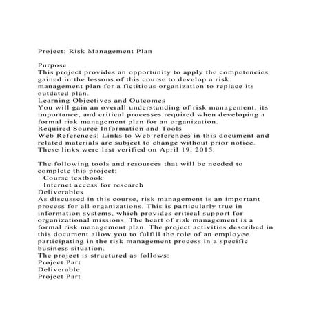 Project Risk Management PlanPurposeThis project provides .docx