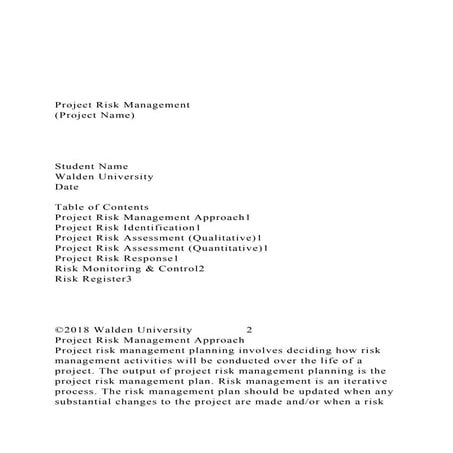 1 Assignment Objectives Introduction to Project Risk Managemen.docx