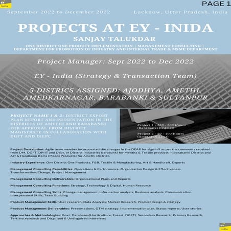 EY India Projects_Assigements Undertaken in 2022