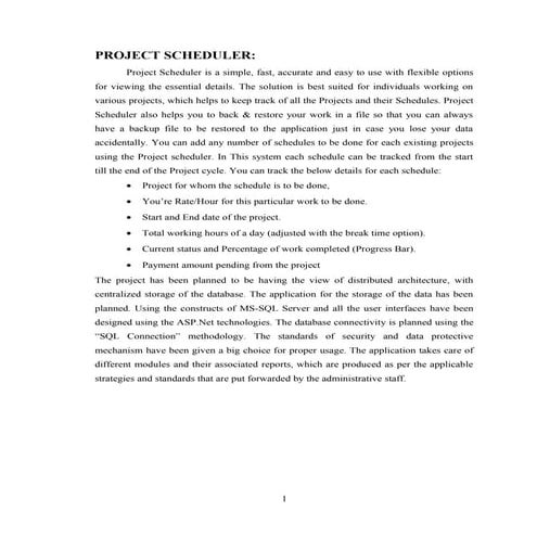 Project scheduler doc