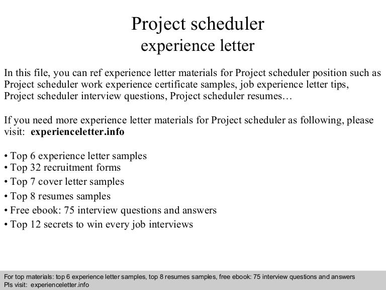 project scheduler job description